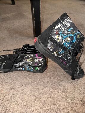 Vans Black High-Top Sneakers with Multicolor Graphic Panels